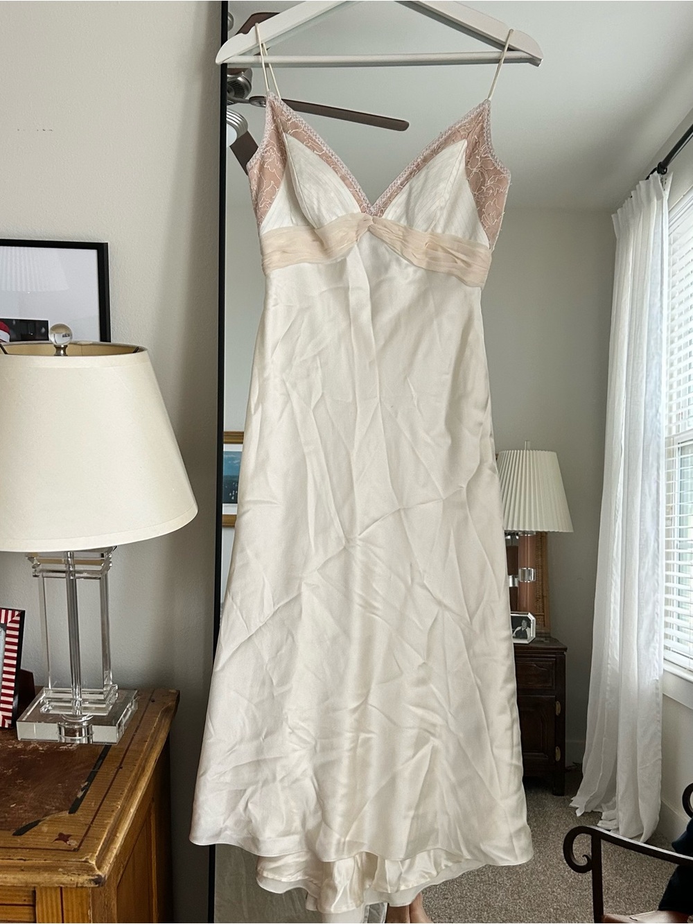 Silk ivory cream lace dress